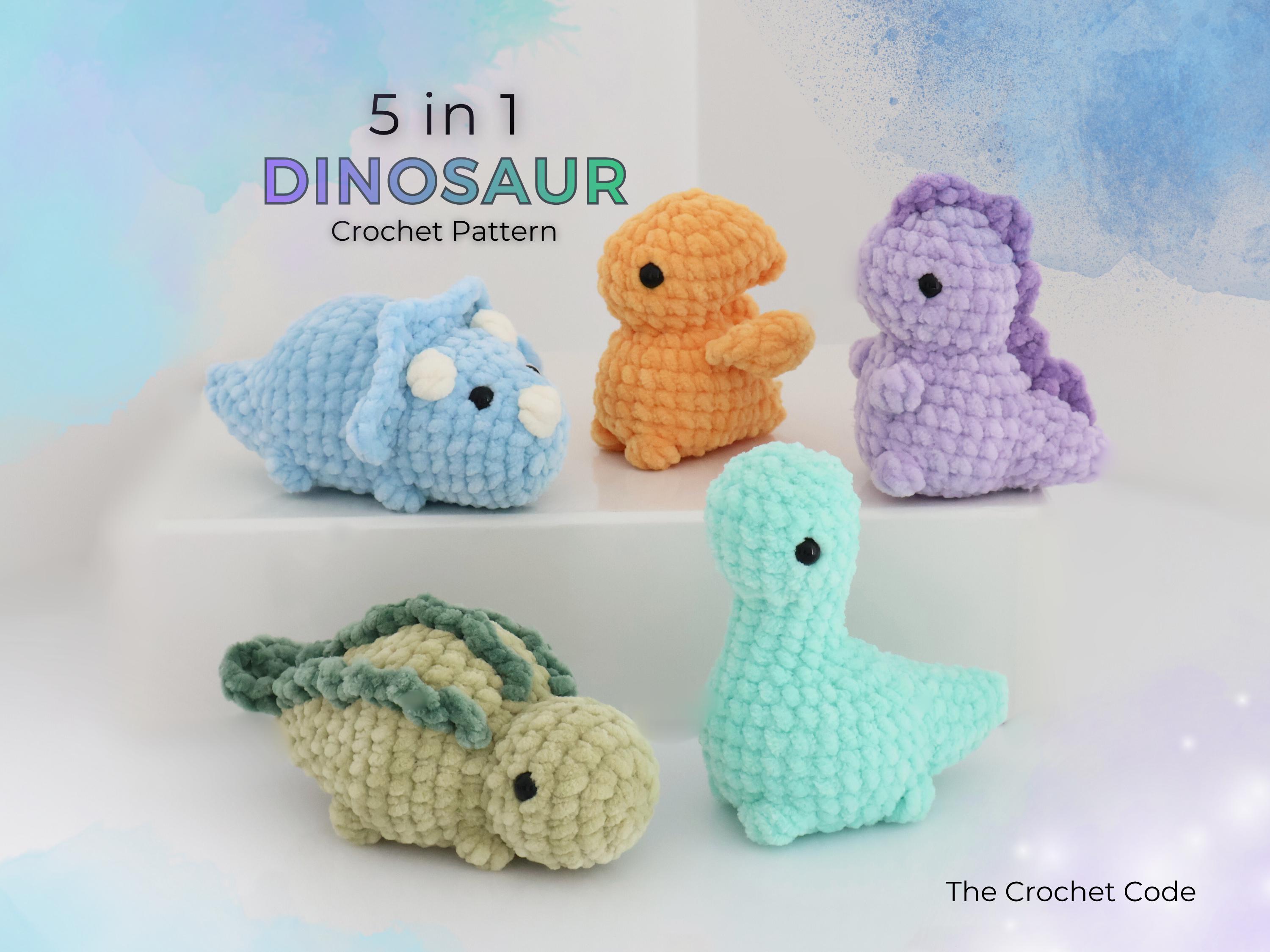 5 in 1 Dinosaur Crochet Pattern Bundle