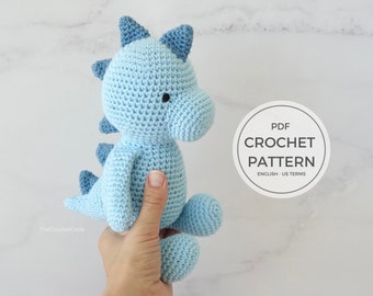 Dinosaur Crochet Pattern, Cute and Easy Amigurumi Dino Pattern, Instant Digital Download PDF