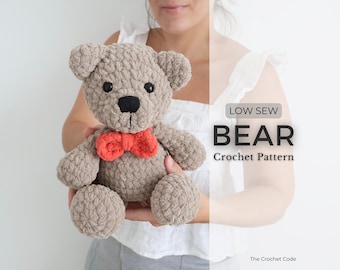 Teddy Bear Crochet Pattern, Low sew easy Amigurumi Bear Stuffed Animal, DIY this Classic teddy bear, Instant Download PDF Amigurumi Pattern