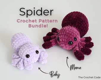 No Sew Spider Crochet Pattern Bundle, Halloween Amigurumi Plushie (Instant Download PDF)