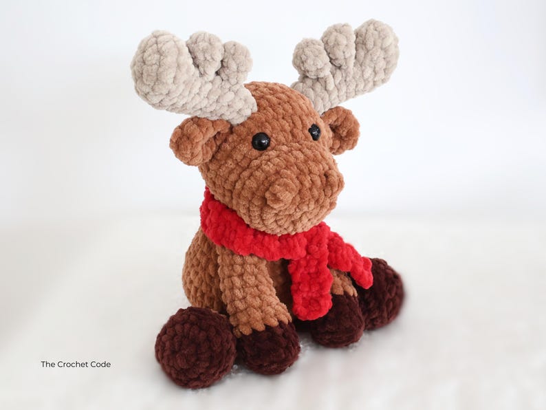 Crochet Moose Pattern: Low Sew Christmas Amigurumi Plushie (PDF Digital Download) image 6