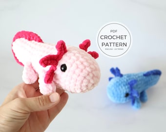 No Sew Crochet Axolotl Amigurumi Pattern - Quick and Easy Beginner friendly PDF Guide to Make this Cute Stuffed Animal