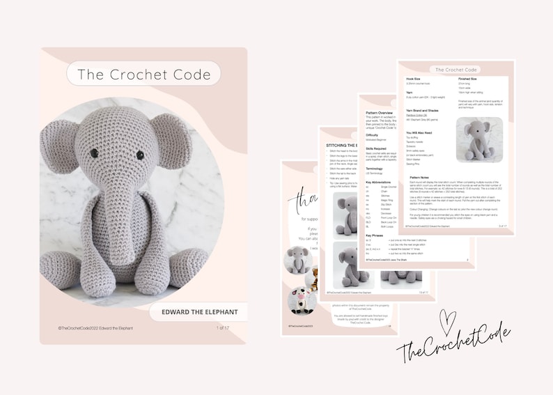 Adorable Crochet Elephant Plush: Stuffed Toy Amigurumi Pattern for Crochet Animal Lovers image 2