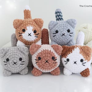 5 in 1 Loaf Cat Crochet Pattern Bundle, No Sew Amigurumi Cat, Customisable Plush Stuffed Animal, Instant Download PDF image 2