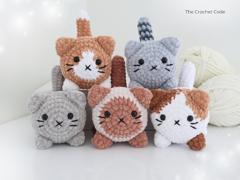 5 in 1 Loaf Cat Crochet Pattern Bundle, No Sew Amigurumi Cat, Customisable Plush Stuffed Animal, Instant Download PDF image 2