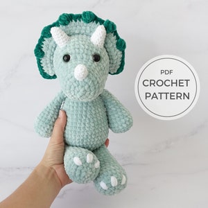 Plushie Triceratops Crochet Dinosaur Pattern PDF