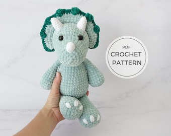 Plushie Triceratops Crochet Dinosaur Pattern PDF