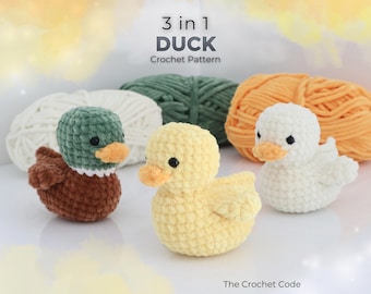 No Sew Duck Crochet Pattern Bundle - Easy Beginner Amigurumi Plushie, PDF Digital Download