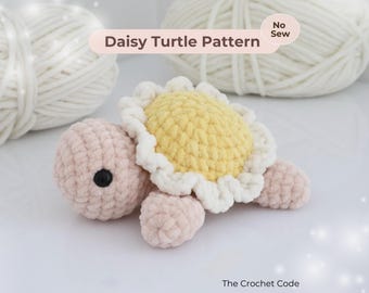 No Sew Daisy Turtle Crochet Pattern – Easy Flower Turtle Amigurumi PDF