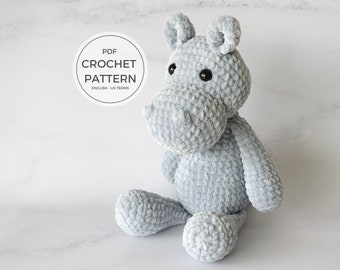 Crochet Hippo Amigurumi Pattern - PDF Digital Download