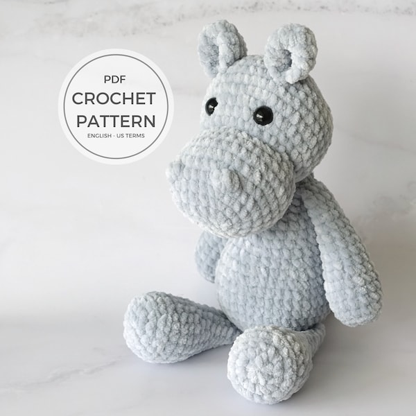 Crochet Hippo Amigurumi Pattern - PDF Digital Download