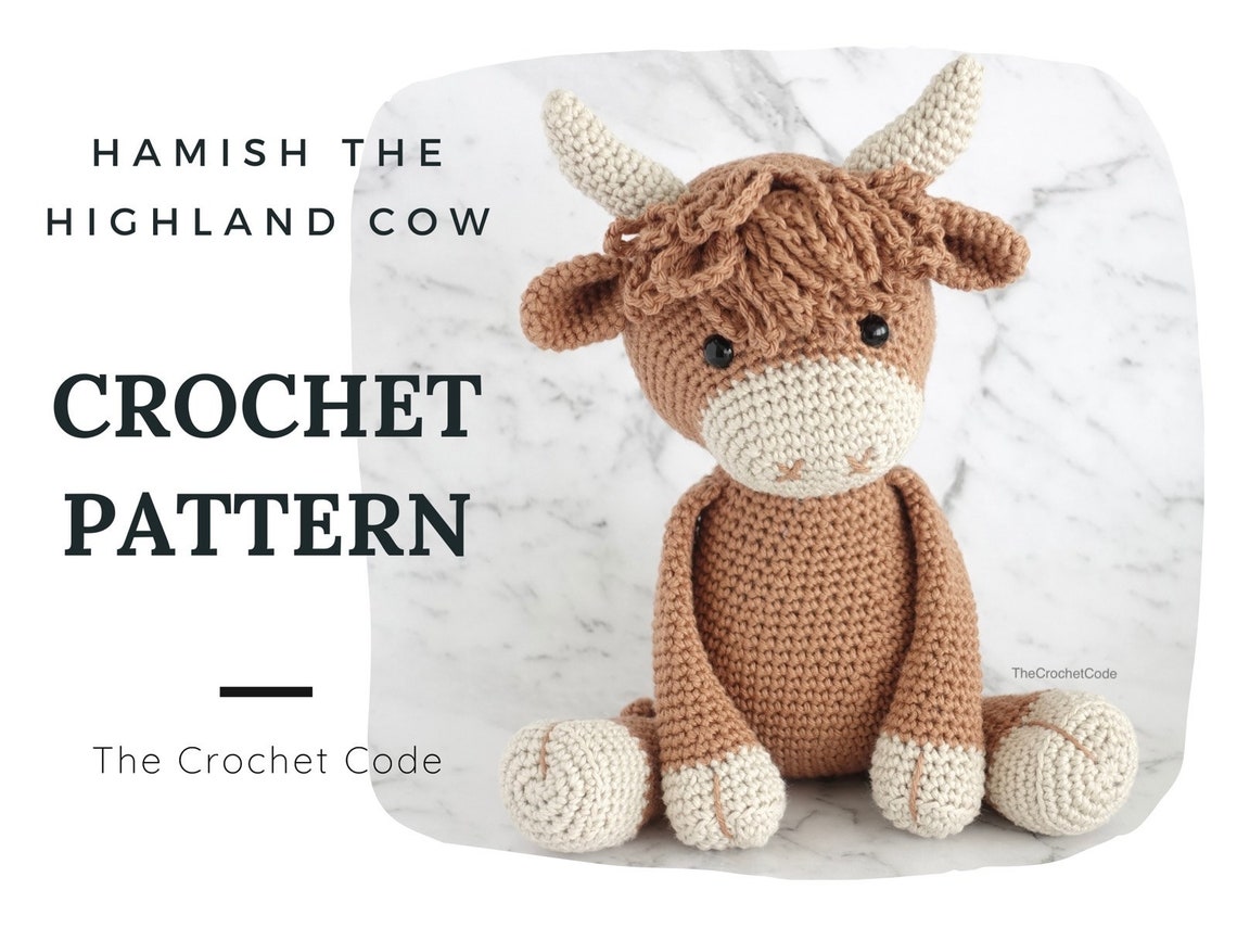 Highland Cow CROCHET PATTERN Amigurumi Hamish the Cow Etsy Australia