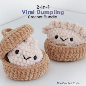 2-in-1 Viral Dumpling in Steamer Crochet Pattern: No Sew Bao Bun Amigurumi Plushie, Easy Beginner Kawaii Sensory Squishy Fidget Toy
