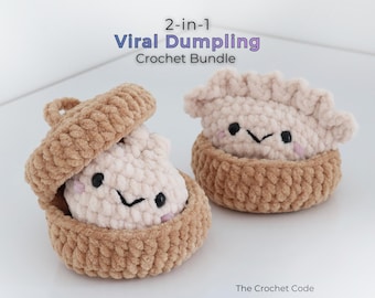 2-in-1 Viral Dumpling in Steamer Crochet Pattern: No Sew Bao Bun Amigurumi Plushie, Easy Beginner Kawaii Sensory Squishy Fidget Toy