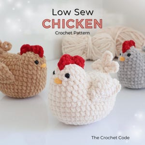 Chicken Crochet Pattern - Easy Beginner Hen Amigurumi Plush, Low Sew Easter PDF Digital Download