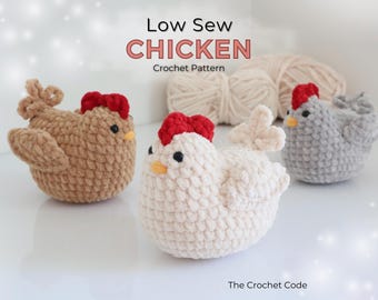 Chicken Crochet Pattern - Easy Beginner Hen Amigurumi Plush, Low Sew Easter PDF Digital Download
