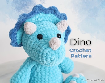Triceratops Crochet Pattern: Low Sew Amigurumi Dinosaur Plushie (PDF Download)