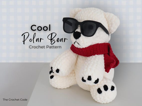 Polar Bear Crochet Pattern with Sunglasses & Scarf | Cute Amigurumi Plush Toy | Instant PDF Download
