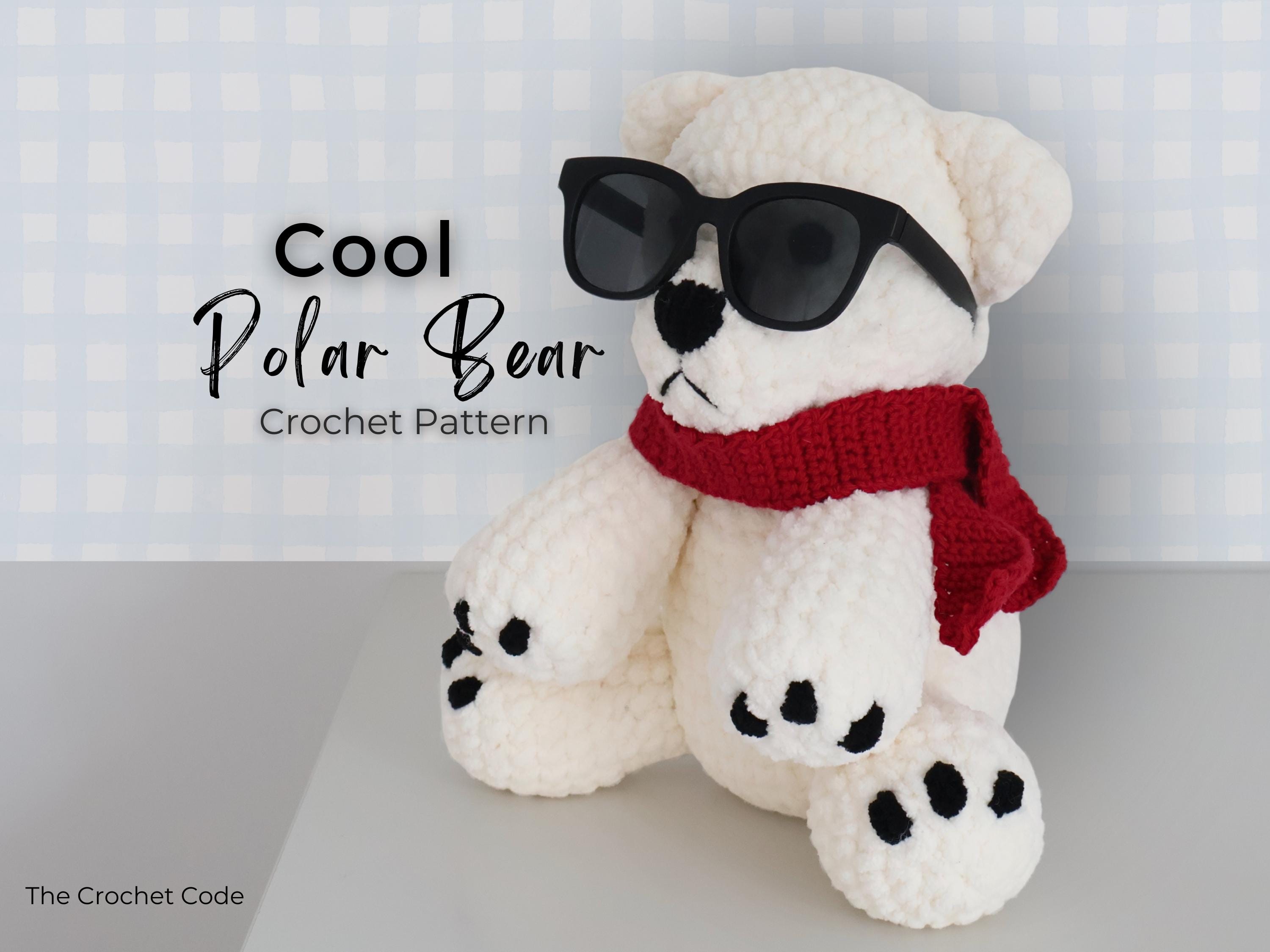 Polar Bear Crochet Pattern with Sunglasses & Scarf Cute