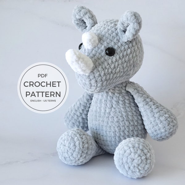 Cute and Easy Rhinoceros Crochet Amigurumi Pattern - Instant Download for Handmade Toy