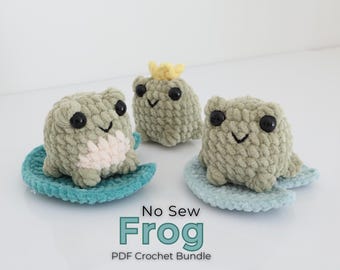 Quick & Easy Frog Crochet Pattern | No Sew Amigurumi Plush | Cute Frog with Crown and Lily Pad Variations | Beginner PDF Pattern