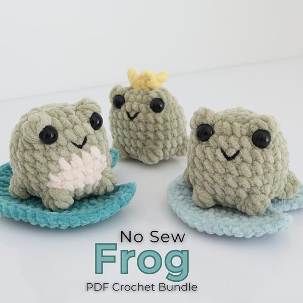 Quick & Easy Frog Crochet Pattern | No Sew Amigurumi Plush | Cute Frog with Crown and Lily Pad Variations | Beginner PDF Pattern