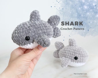 Baby Shark Crochet Pattern, Low Sew Amigurumi Shark Pattern, Shark Stuffed Animal, Ocean Sea Creature Plushie, Instant Digital download PDF