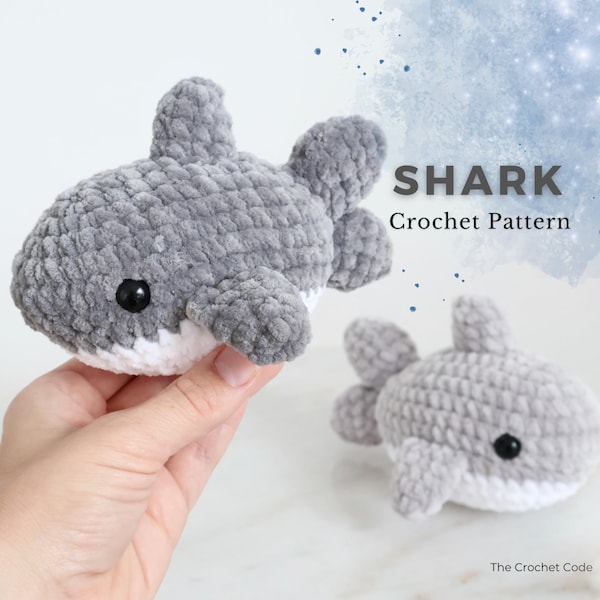 Baby Shark Crochet Pattern, Low Sew Amigurumi Shark Pattern, Shark Stuffed Animal, Ocean Sea Creature Plushie, Instant Digital download PDF