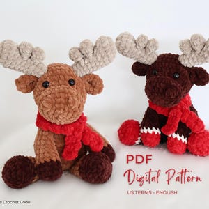 Crochet Moose Pattern: Low Sew Christmas Amigurumi Plushie (PDF Digital Download) image 3