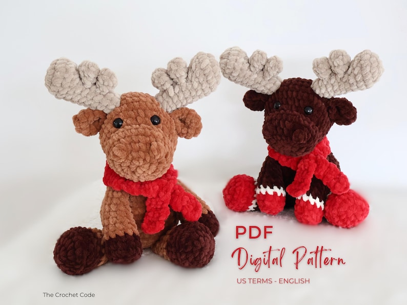 Crochet Moose Pattern: Low Sew Christmas Amigurumi Plushie (PDF Digital Download) image 3