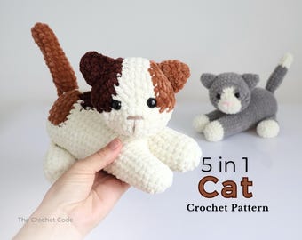 Cat Crochet Pattern Bundle: Low Sew Amigurumi Kitten (Digital PDF)