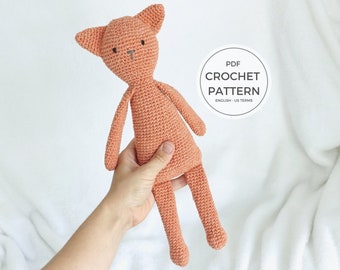 Handcrafted Crochet Cat Pattern: Make Your Own Long-Legged Feline with Cotton Yarn