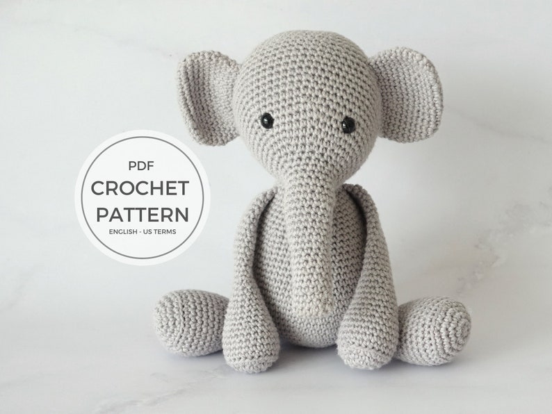 Adorable Crochet Elephant Plush: Stuffed Toy Amigurumi Pattern for Crochet Animal Lovers image 1