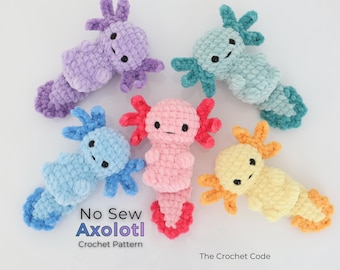 No Sew Axolotl Crochet Pattern - Quick & Easy Beginner Amigurumi Plushie PDF