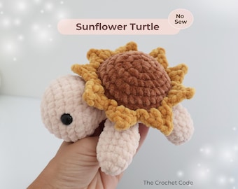 No Sew Sunflower Turtle Crochet Pattern – Easy Amigurumi Plushie PDF