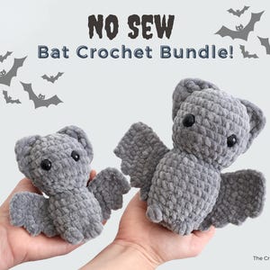 2-in-1 No Sew Bat Crochet Pattern – Halloween Amigurumi Plush PDF – Mama & Baby Bat – Easy Beginner Friendly DIY Pattern image 1