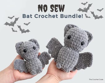 2-in-1 No Sew Bat Crochet Pattern – Halloween Amigurumi Plush PDF – Mama & Baby Bat – Easy Beginner Friendly DIY Pattern