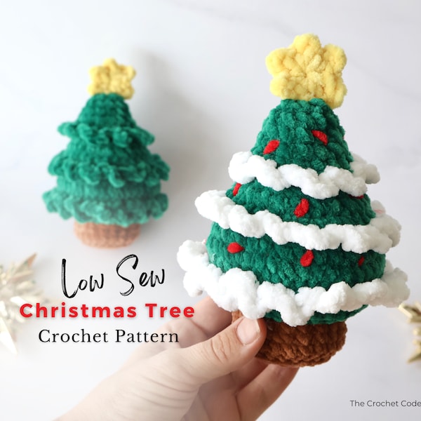 Low Sew Christmas Tree Crochet Pattern, Crochet Christmas Decoration, Christmas Tree Amigurumi Pattern, DIY Crochet Holiday Decor