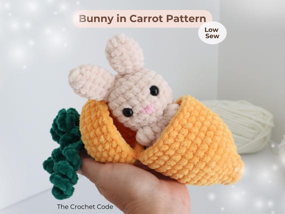 Easter Bunny Crochet Pattern – Amigurumi in Carrot Sleeping Bag (PDF Pattern)