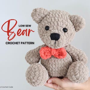Christmas Bear Crochet Pattern, Low sew easy Amigurumi Bear Stuffed Animal, DIY this Classic Teddy Bear, Instant Download Amigurumi Pattern