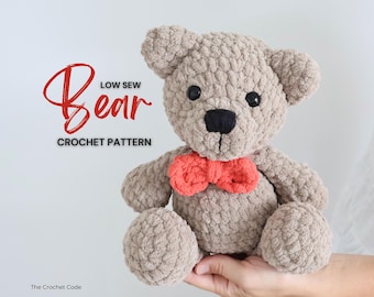 Christmas Bear Crochet Pattern: Low Sew Amigurumi Teddy (PDF Instant Download)