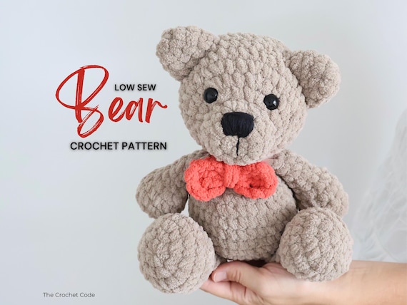 Christmas Bear Crochet Pattern: Low Sew Amigurumi Teddy (PDF Instant Download)