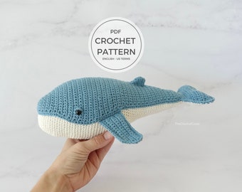 Whale Amigurumi Crochet Pattern, Realistic Blue Whale (PDF Pattern)