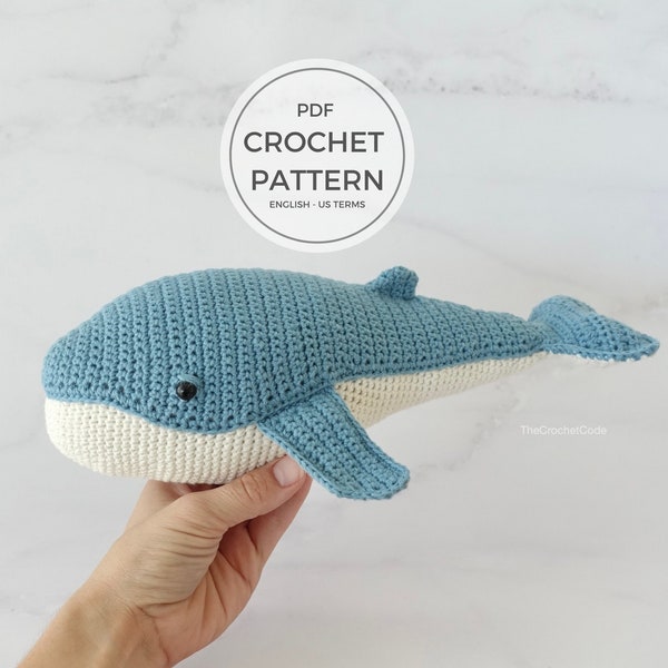 Crochet Amigurumi Whale Pattern for Unique Handmade Toys - Step-by-Step Digital Download PDF