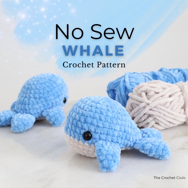 No Sew Whale Crochet Pattern, Crochet Blue Whale Amigurumi Pattern, Quick and Easy Plushie Stuffed Animal, Instant Digital download PDF