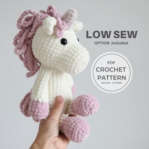 Magical Unicorn Crochet Pattern - Amigurumi Stuffed Animal with Easy Low Sew Technique