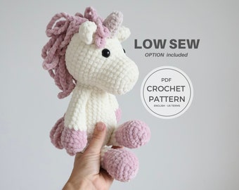 Magical Unicorn Crochet Pattern - Amigurumi Stuffed Animal with Easy Low Sew Technique