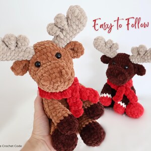 Crochet Moose Pattern: Low Sew Christmas Amigurumi Plushie (PDF Digital Download) image 2