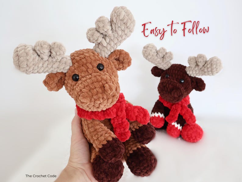 Crochet Moose Pattern: Low Sew Christmas Amigurumi Plushie (PDF Digital Download) image 2