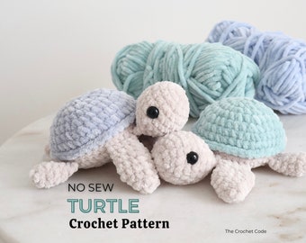 No Sew Sea Turtle Crochet Pattern, Crochet Turtle Amigurumi Pattern, Cute Plushie Sea Creature Stuffed Animal, Instant Digital download PDF